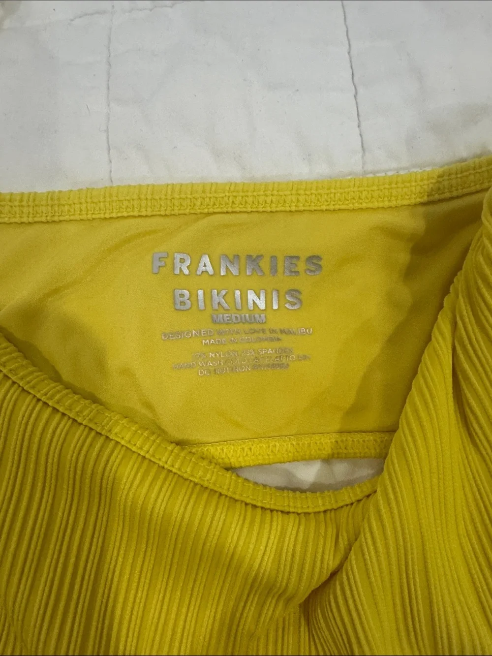Frankie's Bikinis Bright Yellow High-Waist Ribbed Bikini